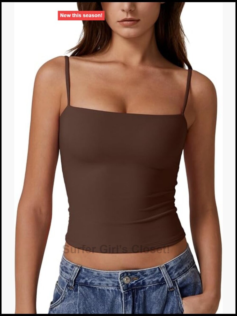 Women's Double Lined Basic Tank Top Adjustable Spaghetti Straps Sleeveless